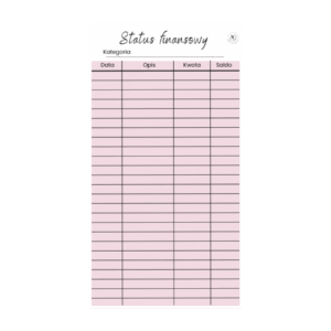 Status finansowy (dwustronny) - różowy do organizera A6