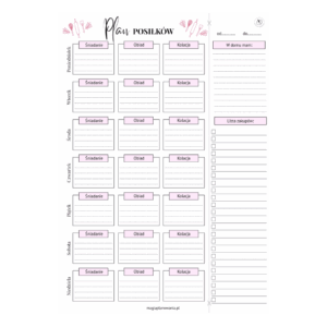 Tygodniowy planer posiłków - do samodzielnego wydruku